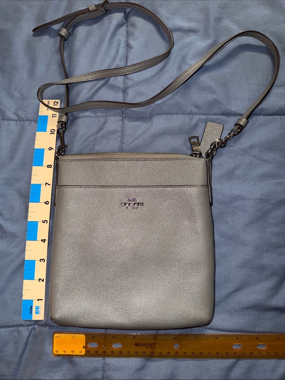 Coach Gray Pebbled Leather Crossbody Bag